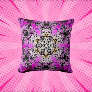 Dot Mandala Flower Rosa and White Kudde
