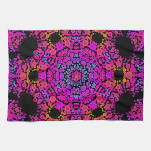 Dot Mandala Flower Rosa Blue och Orange Kökshandduk