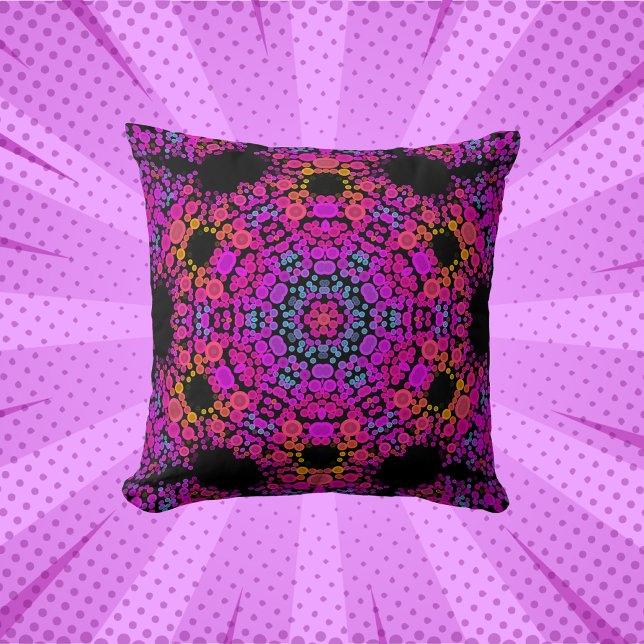 Dot Mandala Flower Rosa Blue och Orange Kudde (Skapare uppladdad)