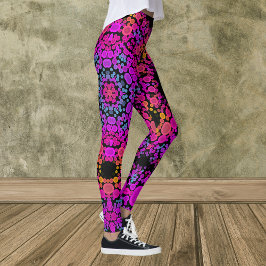 Dot Mandala Flower Rosa Blue och Orange Leggings