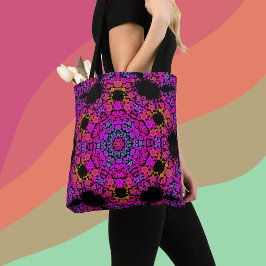 Dot Mandala Flower Rosa Blue och Orange Tygkasse