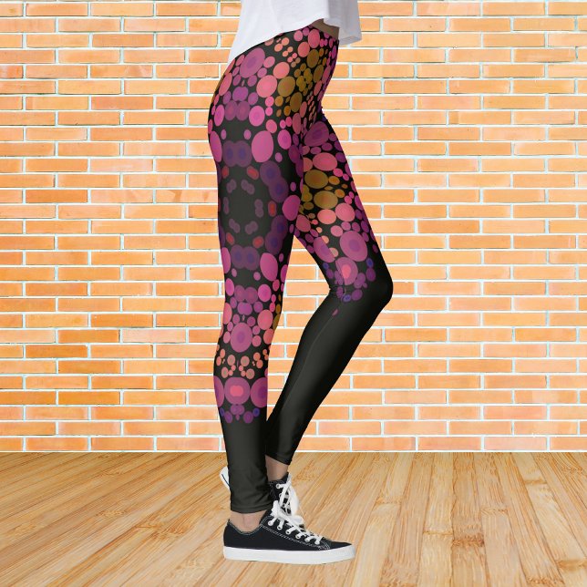 Dot Mandala Flower Rosa Gult and Black Leggings (Skapare uppladdad)
