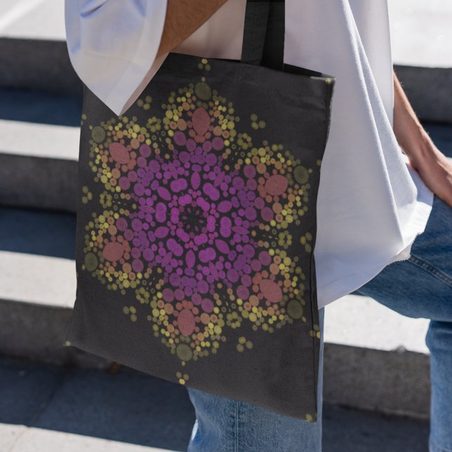 Dot Mandala Flower Rosa Gult and Black Tygkasse (Skapare uppladdad)