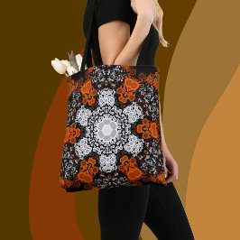 Dot Mandala Flower White Orange and Black Tygkasse