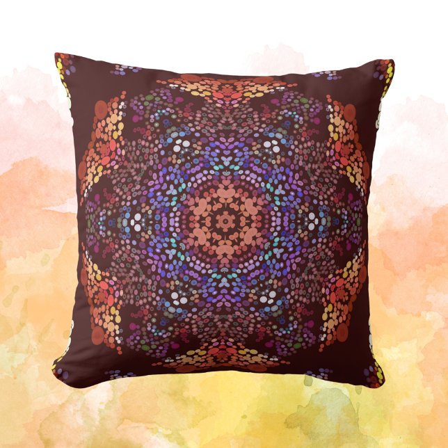 Dot Mandala Orange Blue och Lila Kudde (Skapare uppladdad)