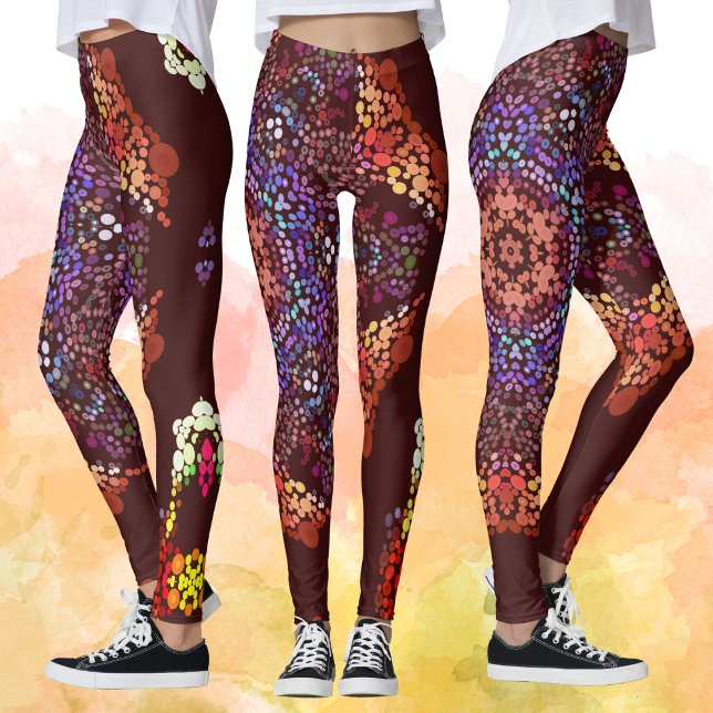 Dot Mandala Orange Blue och Lila Leggings (Skapare uppladdad)