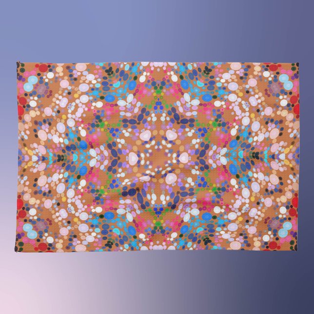 Dot Mandala Orange Blue Rosa and White Kökshandduk (Skapare uppladdad)