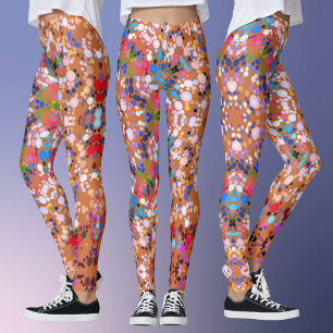 Dot Mandala Orange Blue Rosa and White Leggings