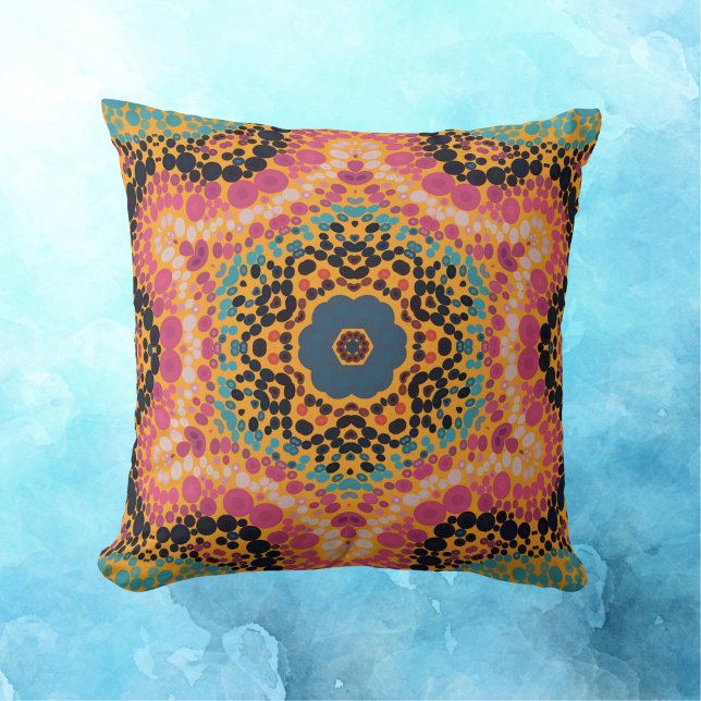 Dot Mandala Rosa Blue Black and Gult Kudde (Skapare uppladdad)