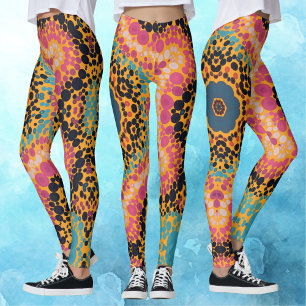 Dot Mandala Rosa Blue Black and Gult Leggings