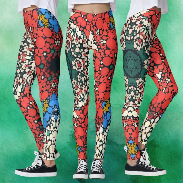 Dot Mandala Rött vitt blått och Grönt Leggings (Skapare uppladdad)