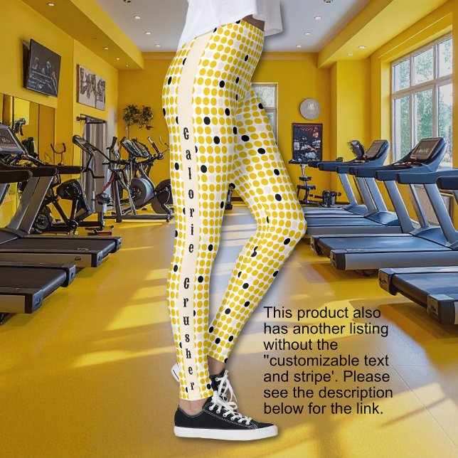 Dot Matrix - Gul Crème Svart-Text Alternativ Leggings (Dot Matrix - Yellow Cream Black-Text Option Leggings)