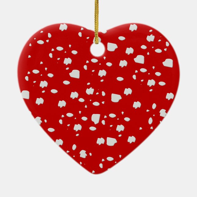 dot mönster med röd toadstoolsvamp julgransprydnad keramik (Baksidan)