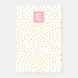Dot Mönster Monogram Rosa Guld Girly Post-it Block