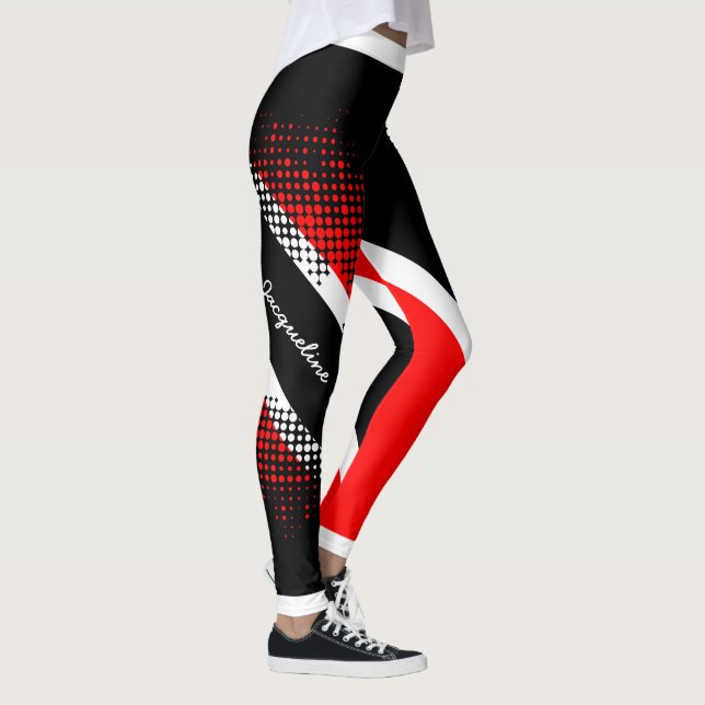 Dot Mönster Trinidad & Tobago Flagga Leggings (Höger)