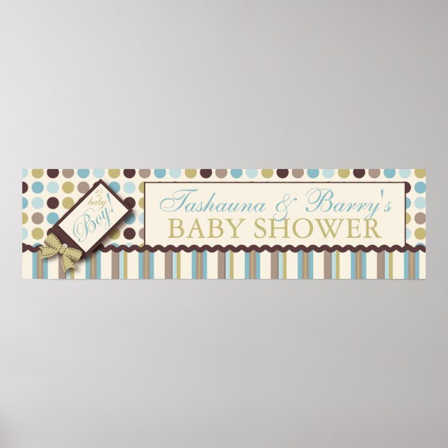 Dot & Rand Baby Shower Banner Boy Poster (Framsidan)
