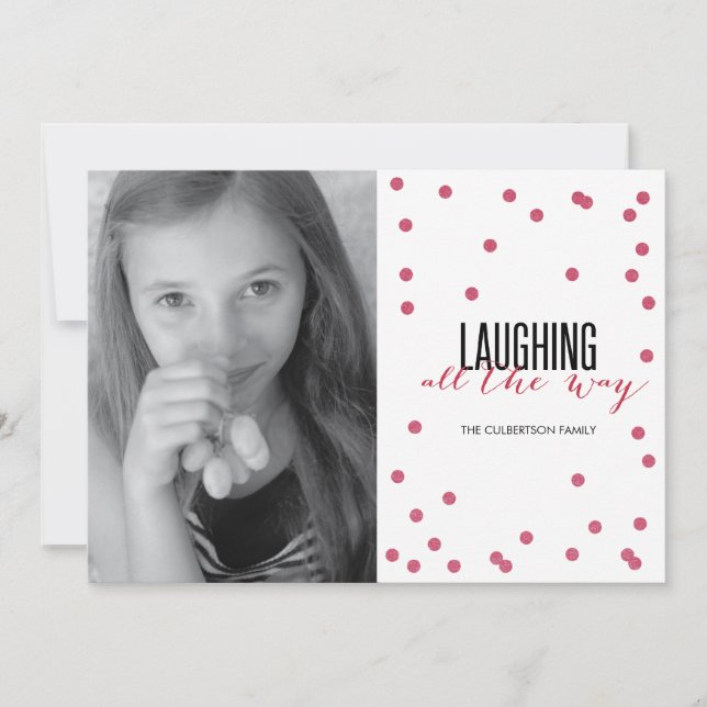Dot Red Festive Helgdag Photo Card Julkort (Framsida)