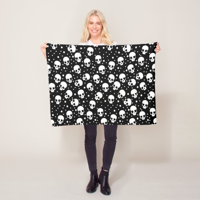 Dot Skull för monokrom polka Fleecefilt (På plats)