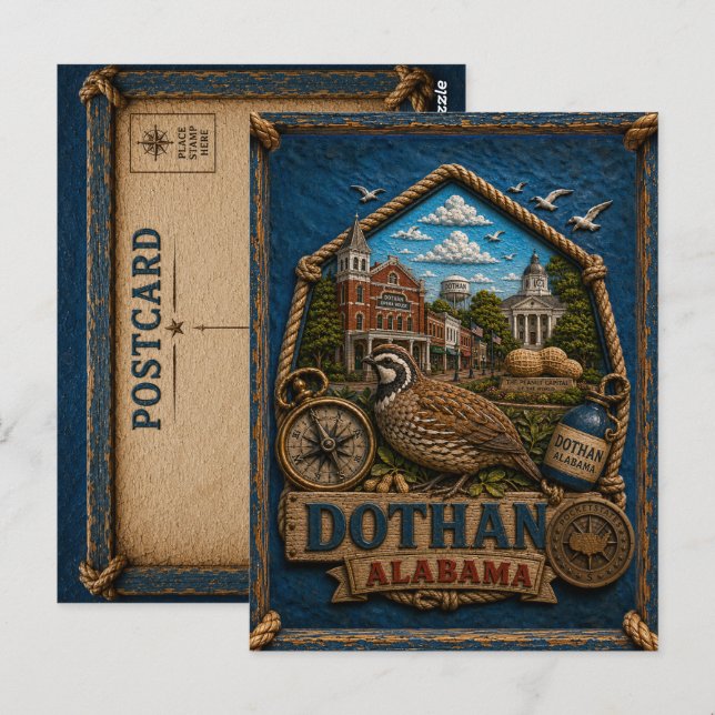 Dothan Alabama Vykort Vintage Resa (Fram/baksida)