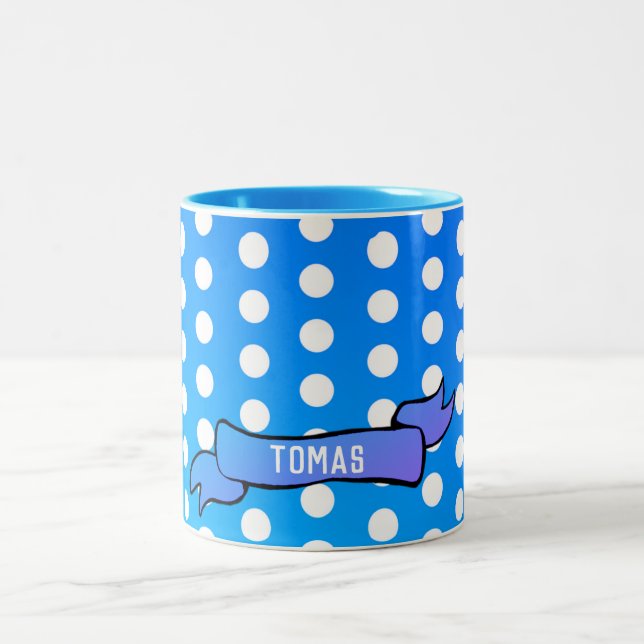 Dots Blue Personlig Ringer Combo Mugg (Center)