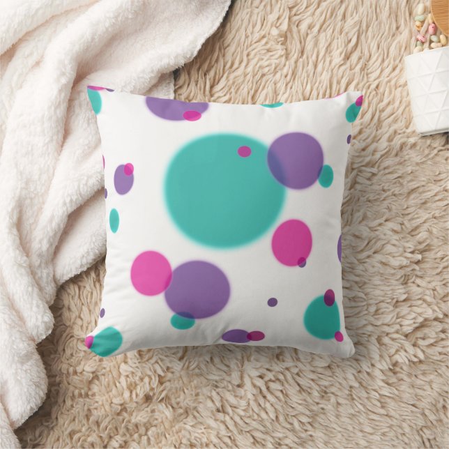 Dots Cute roligt mönster Lila rosa  teal färg Kudde (Filt)