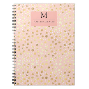 Dots guld Rosa Animal Print Monogram namn Anteckningsbok