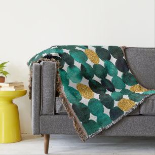 Dots mönster - emerald och guld glitter filt