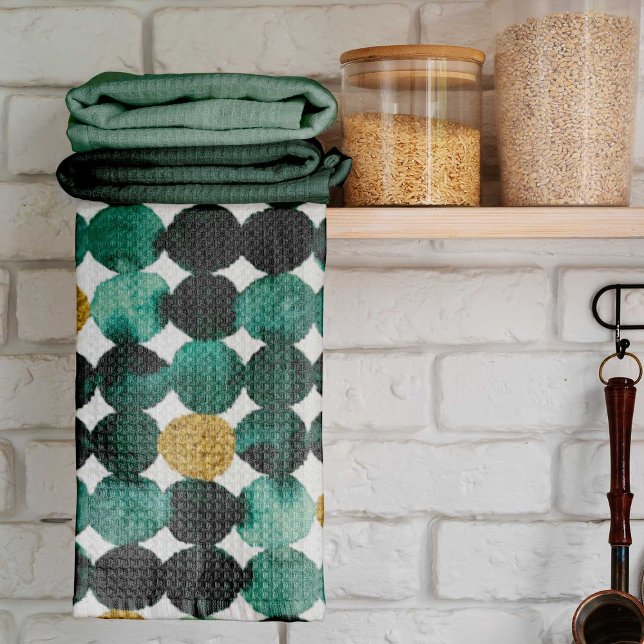 Dots mönster - emerald och guld glitter kökshandduk (Skapare uppladdad)