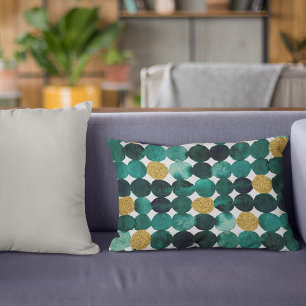 Dots mönster - emerald och guld glitter prydnadskudde