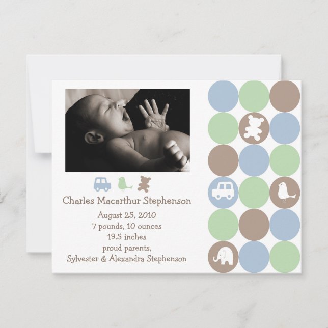 Dots N Shapes Birth-meddelande Meddelande (Framsida)