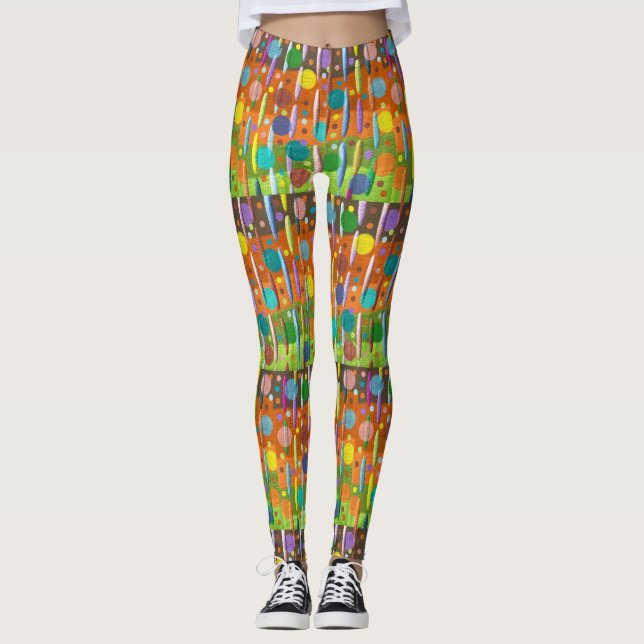 Dots Rand Candy Confetti Bright med flera Färgader Leggings (Framsida)