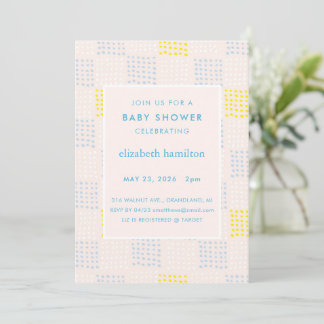 Dots & Squares Pink & Blue Baby Shower Invitation Inbjudningar