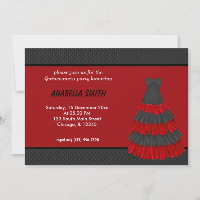 Dots Sweet Quinceanera Inbjudningar (Framsida)