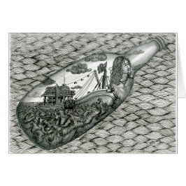 Dött ögakort med Vannak i en flaska Hälsningskort