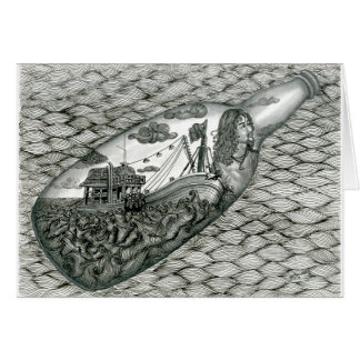 Dött ögakort med Vannak i en flaska Hälsningskort