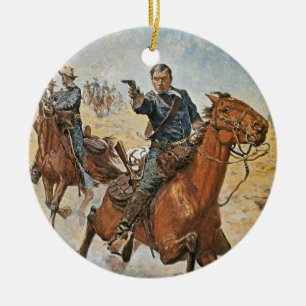 Dött säkert: en U.S.-kavalleritrooper i 1870sna Julgransprydnad Keramik