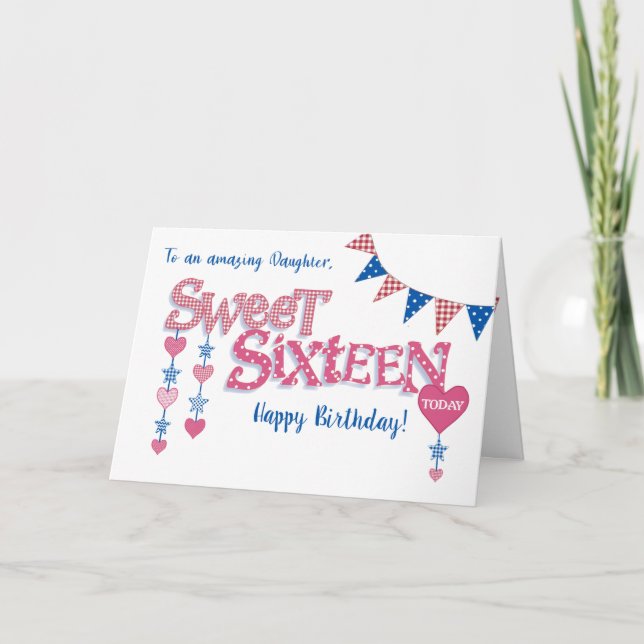 Dotter 16:e födelsedag: Stars Ord Art Card Helgkort (Framsida)