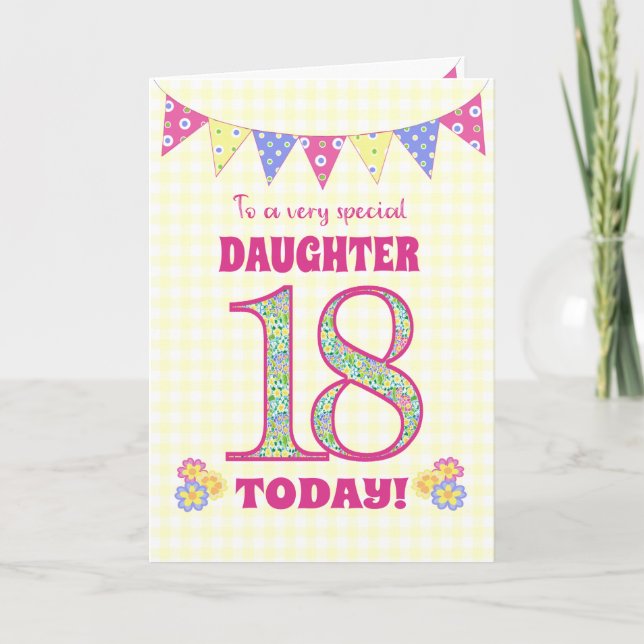 Dotter 18:e födelsedagspräster och Bunting Card Kort (Framsida)