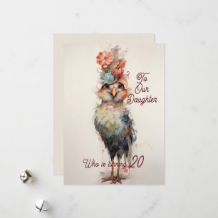 Dotter 20:e födelsedag Abstrakt Chicken Julkort