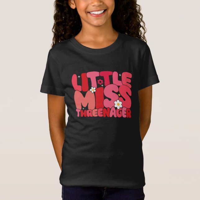 Dotter 3:e födelsedag Little Miss Threenager T Shirt (Framsida)