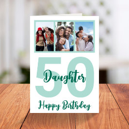 Dotter 50:e födelsedag Modern skriptfotosamling Kort