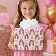 Dotter 6-årsdag Rosa Glitter Regnbåge