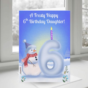 Dotter 6-årsdag Snömannen Snöig med Snö Sex Kort