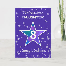 Dotter 8:e födelsedag Shining Star Vibrant Lila Kort