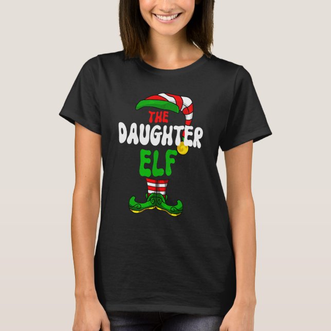 Dotter Älg Pyjamas Matchande Grupp Julfirande T Shirt (Framsida)
