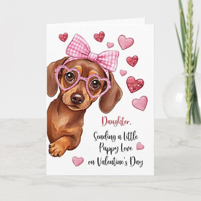 Dotter Alla hjärtans dag Valp Kärlek Söt Hund Kort (Framsida)