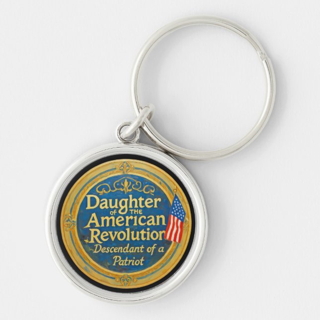Dotter American Revolution Descendant Patriot Rund Silverfärgad Nyckelring (Framsidan)