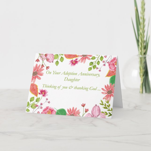 Dotter Anniårsdag för vattenfärgsblommor R Kort (Framsida)