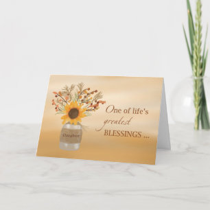 Dotter är Blesser vid Thanksgiving Solros Kort