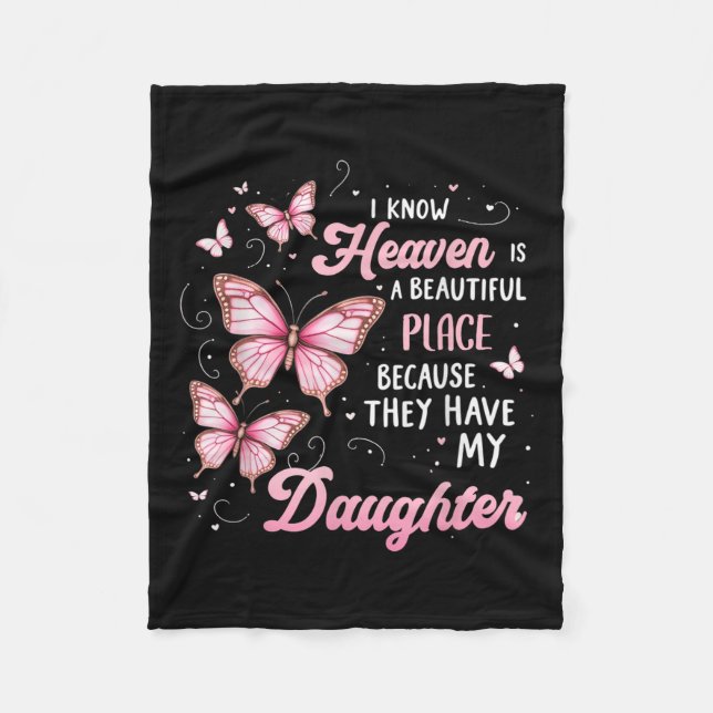 Dotter är min beskyddarängel i heaven Memorial D Fleecefilt (Framsidan)